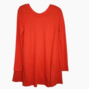 Free People Oversize Tunic Top Womens XS Orange Boho Beachy Long Sleeve Grunge